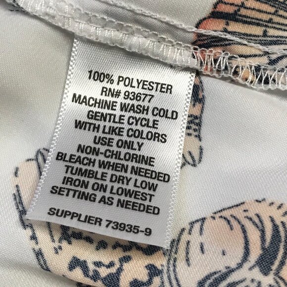 Liz Claiborne Shell Print Blouse Women's 0X Short Sleeves V-Neck Lightweight - Picture 5 of 8